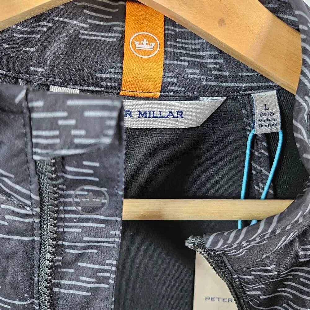Peter Millar Youth Performance Golf Merge Elite Black Zip-Up‎ Jacket | Large